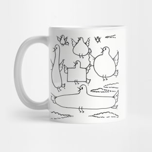 Funny Flying Birds Doodle Mug